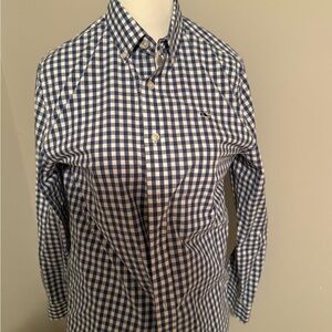 Like New Boys Vineyard Vines Navy Gingham Long Sleeve Collard Shirt